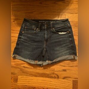 American Eagle Women's Sz 2 Dark Blue Super Stretch Denim Cotton Blend Shorts
